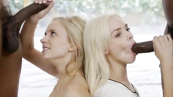 Каждой студентке досталось по одному большому черному члену