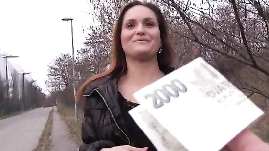 Аппетитная незнакомка трахается за деньги на природе